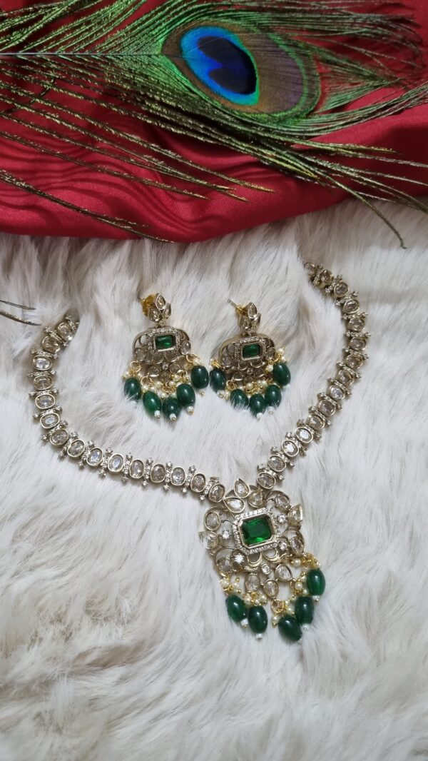 Regal Emerald Chandbali Necklace Set