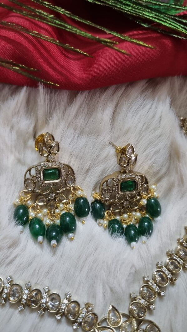 Regal Emerald Chandbali Necklace Set