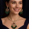 Regal Emerald Chandbali Necklace Set