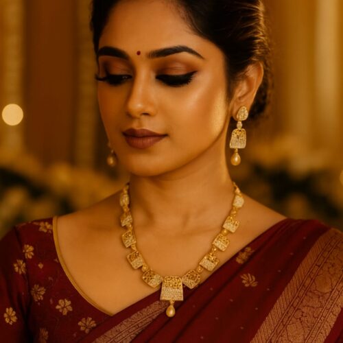 Regal Radiance Gold Necklace & Earrings Set - SI11